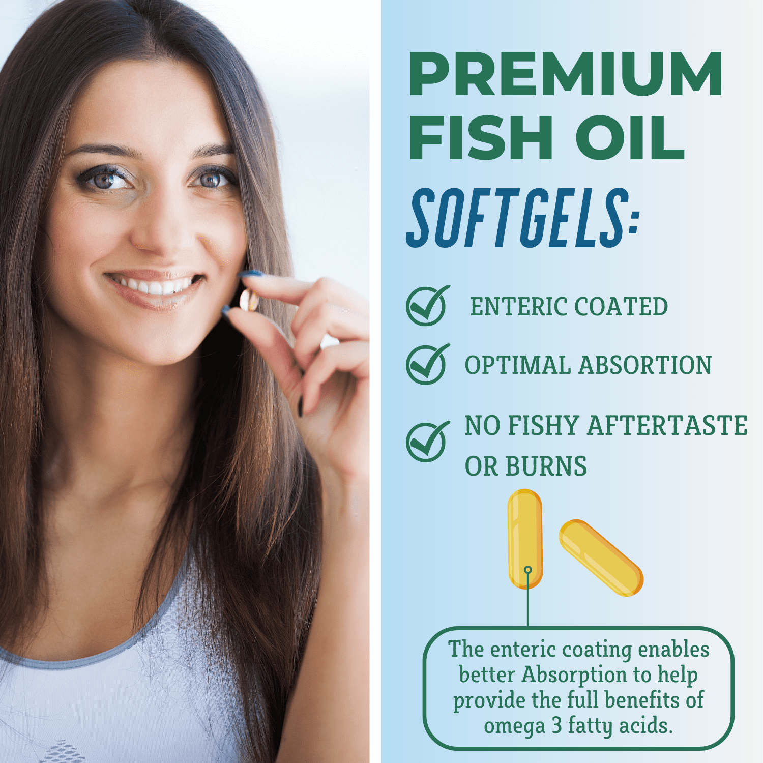 Grow Vitamin OmegaVita Fish Oil Softgels 2000mg with EPA 800mg DHA 600mg Natural Lemon Oil 30 Count