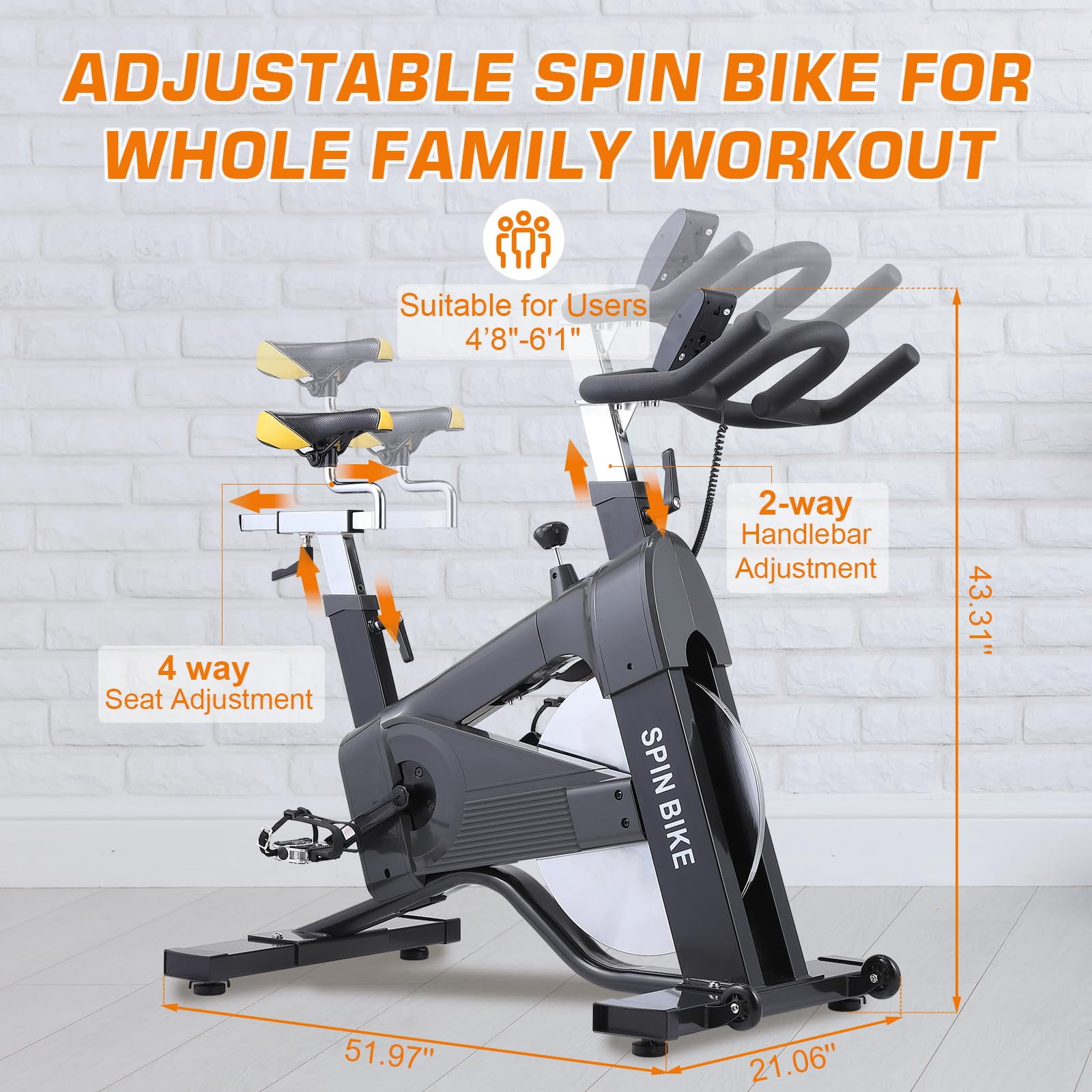 Ataucjin Commercial Exercise Bike,Stationary Bike for Home Gym,Cycling Bike for Home Cardio,Silent Belt Drive,300lbs Weight Capacity,Adjustable Comfortable Seat/Magnetic Resistance,Workout Bike