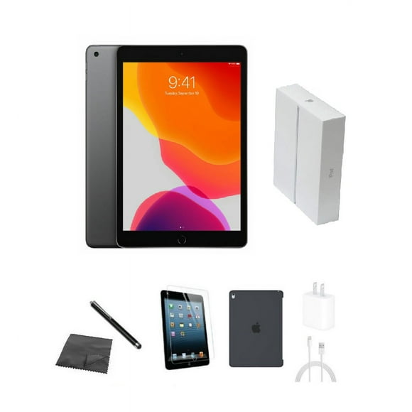 Refurbished Apple iPad 7th Gen A2197 (WiFi) 32GB Space Gray Bundle w/ Case, Box, Tempered Glass, Stylus, Charger