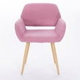 thumbnail image 3 of Teddy Fabric Upholstered Side Dining Chair with Metal Legs, Modern Accent Chairs with Backrest and Armrest, Leisure Chair Makeup Chair for Bedroom Dining Room, Pink, 3 of 9