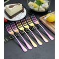 thumbnail image 3 of ReaNea Rainbow Dinner Forks 6-Pieces, Stainless Steel 8.17" Fork Wedding Silverware Set of 6, 3 of 8