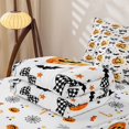 thumbnail image 6 of Manfei Cute Coquette Bow Zipper Twin Comforter Sets with Fitted Sheet and 2 Pillowcases,Happy Halloween Pumpkin Lantern Zipper Bedding Set,White,Halloween Reversible,4pcs, 6 of 8