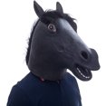 thumbnail image 2 of Máscara de cabeza de caballo, máscara de caballo espeluznante, máscara de cabeza de animal de látex, disfraces de Halloween novedosos, caballo negro (negro) BANYUO Electrónica, 2 of 6