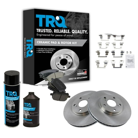 TRQ Front Ceramic Disc Brake Pad & Rotor Kit w/Chemicals for 99-01 Lexus RX300 BKA17696