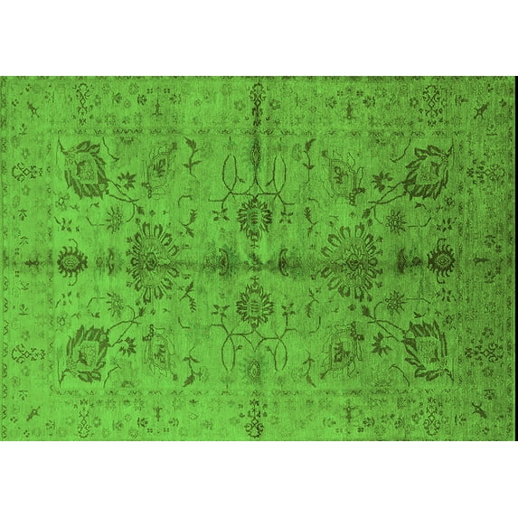 Ahgly Company Indoor Rectangle Oriental Green Industrial Area Rugs, 7' x 9'