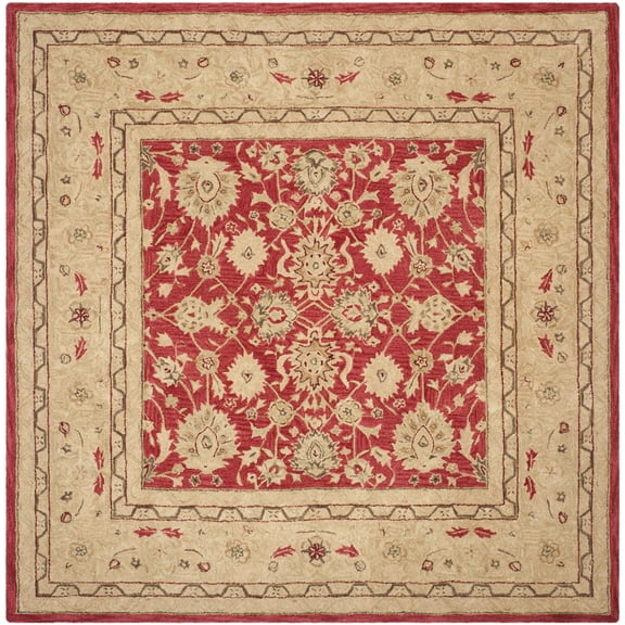 SAFAVIEH Anatolia Tracy Floral Wool Area Rug, Red/Ivory, 8' x 8' Square