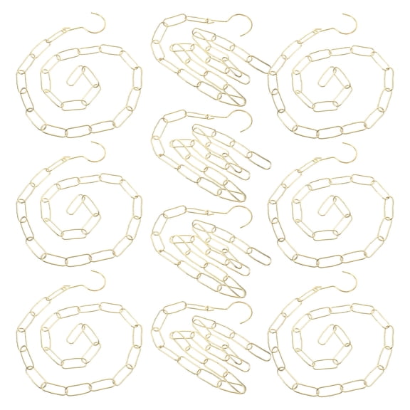 OULII Decorative Golden Iron Chain, High Capacity, Smooth Finish, Universal Hooks, Ideal for Shops, 10Pcs