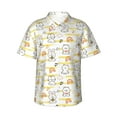 thumbnail image 2 of Picia Rabbit And Milk Tea Gentle Cotton Regular Fit Short Sleeve Casual Hawaiian Shirt for Men-Small, 2 of 9