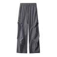 thumbnail image 2 of Blmnix Travel Pants Pants Men Palazzo Cargo Pants Baggy Low Rise Pant Gray Long Wide-Leg Mens Casual Pants,L, 2 of 9