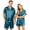 Blue, variant on Couple Matching Pajamas Sets Silk Short Sleeve Button Down Sleepwear Satin Pjs Shorts Set Soft Loungewear