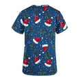 thumbnail image 4 of Feancey Christmas Nursing Shirts for Women Stretchy Scrub Tops Holiday Casual Short Sleeve V-neck Tunic Blouse Xmas Fashion Working T-Shirts with Pockets Blue XXL, 4 of 5