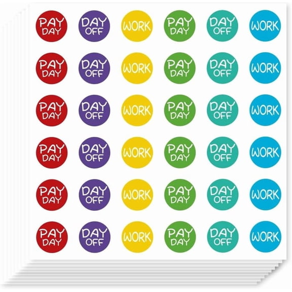 720Pcs Work Self-Adhesive Planner Stickers Pay Day Decals Cute Day Off Stickers for Planner Calendar Scrapbook Crafting Arts Gift Bag Seal Theme Party Decor