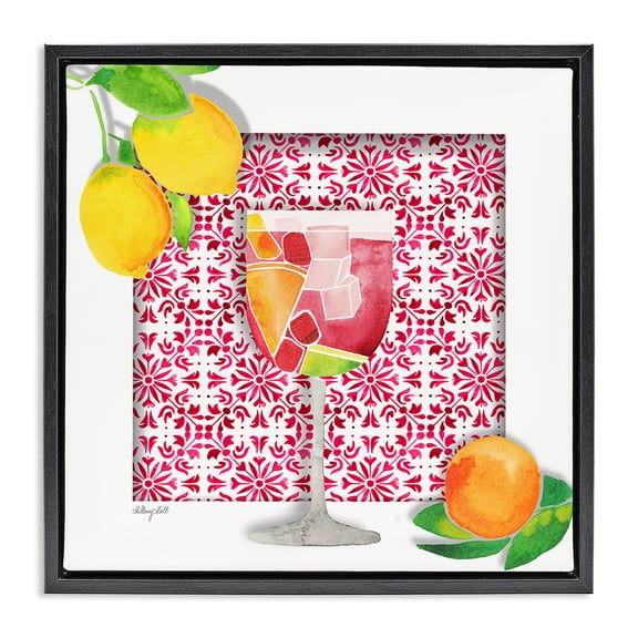 Stupell Industries Southwestern Fruity Sangria Drink Black Floating Frame Canvas Art, 18 x 18, by Hillary Holt