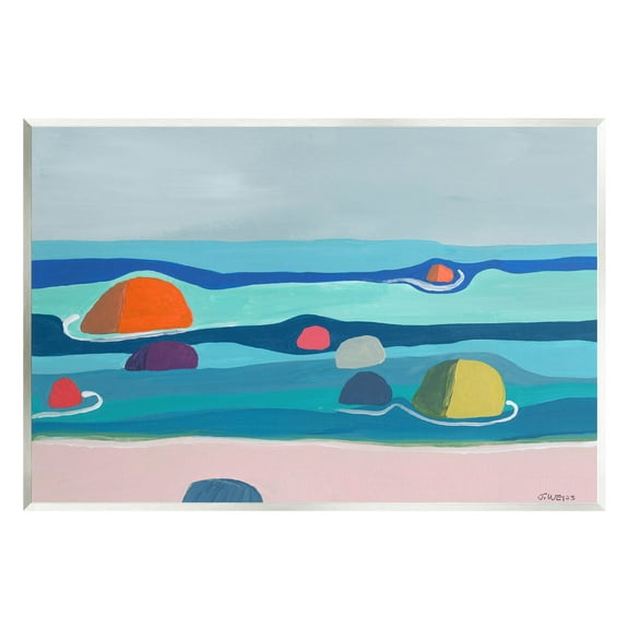 Modern Floating Beach Buoys Coastal Painting Unframed Art Print Wall Art