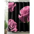 thumbnail image 2 of Fsddascl Pink Rose Shower Curtain Set - Extra Long 72" x 96" Washable Bathtub Curtain with 12 Hooks, Vintage Abstract Garden Flower Floral Black Waterproof Fabric Stall Shower Curtains for Bathroom, 2 of 6