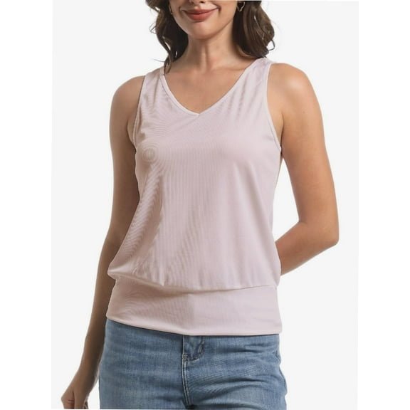 Women's Summer V Neck Tank Top Basic Sleeveless Casual Fit Shirts