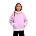 thumbnail image 3 of Ulanda Kids Boys Santa Hoodie Fleece Sherpa Lined White Fur Santa Claus Xmas Pullover Tops with Pocket (Purple, 12-13 Years), 3 of 9
