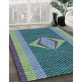 thumbnail image 3 of Ahgly Company Machine Washable Indoor Rectangle Transitional Blue Jay Blue Area Rugs, 8' x 10', 3 of 7
