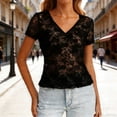 thumbnail image 2 of Bovxnpu Summer Short Sleeve T Shirts Pullover Top V Neck Slim Lace Top Casual Tops Summer Tops (Women's or Women's Plus), 2 of 7