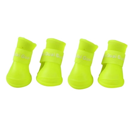 SANAG 4PCS/Set Dog Puppy Shoes PU Waterproof Pet Rain Boots Anti-Slip Skidproof Elastic Protective Pet Shoes