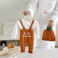 thumbnail image 6 of FASHOFT Baby Boy Halloween Outfit Suspender Pants Hat Set Romper Bodysuit Jumpsuit Outfit For Holiday Cosplay Party Casual Crawl Wear Halloween Orange 0-3 Months, 6 of 7