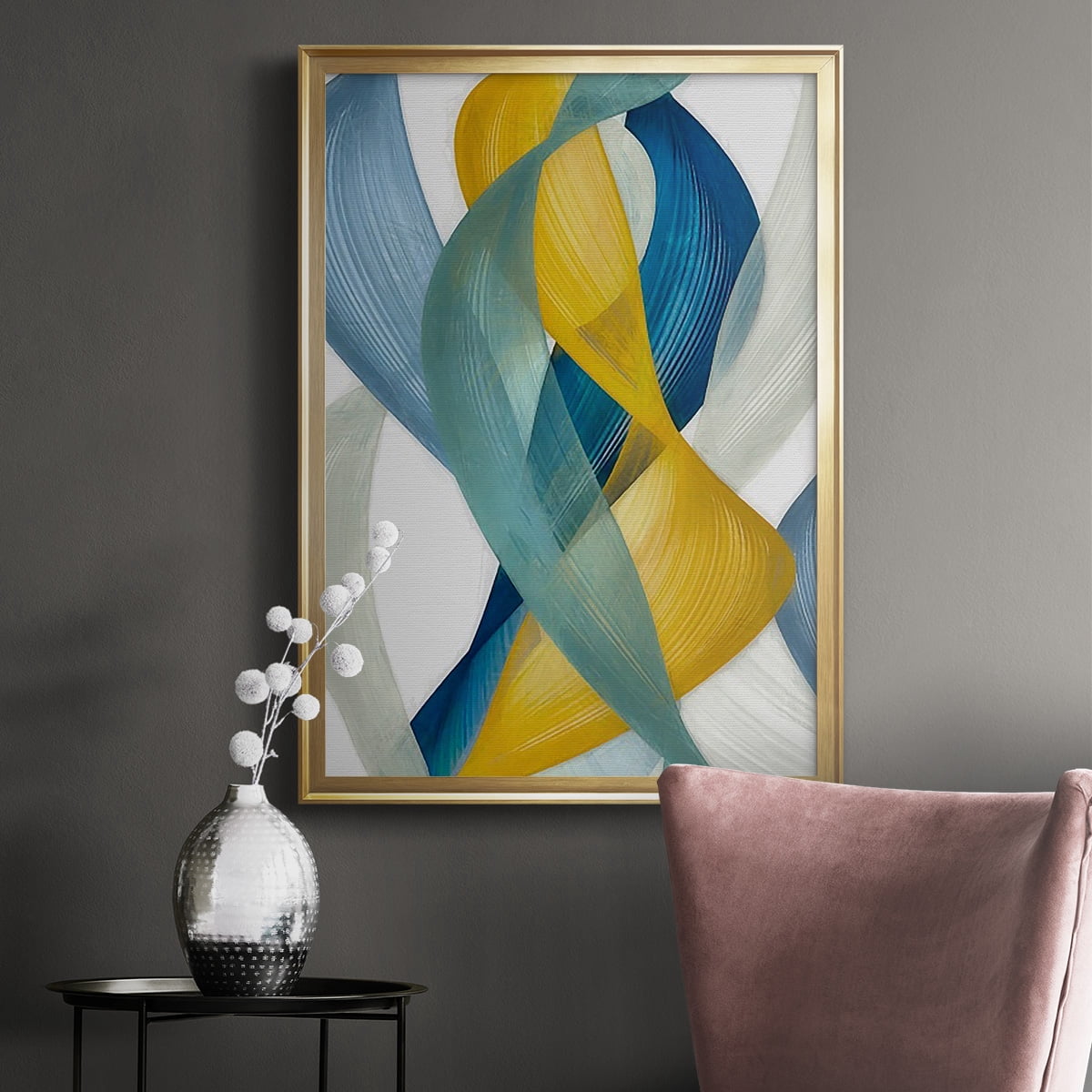Horizontal Bands I Premium Framed Print, in Gold, Black, or Silver - Ready to Hang