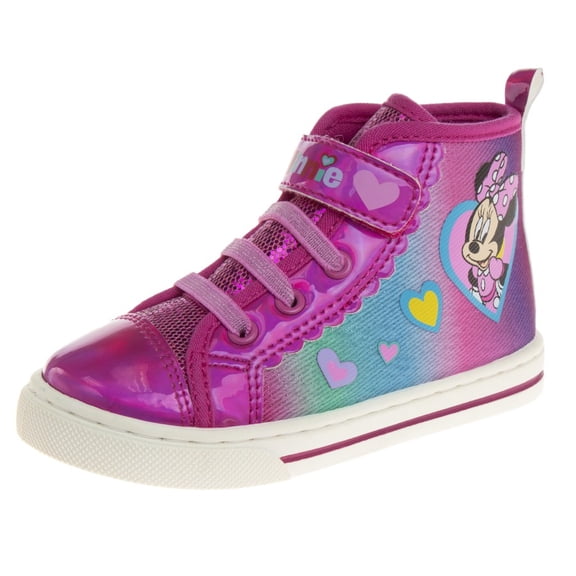 Disney Minnie Mouse Toddler Girls' Hi-Top Flat Heel Lace-up Canvas Sneakers