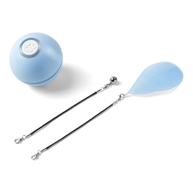 Juguete Interactivo para Gatos Azul, Pelota Que Rebota Autogiratoria Inteligente para Gatitos de Interior, con 2 Modos, Luz LED Convertible, Recargable por USB, Juguete para Gatos Adultos