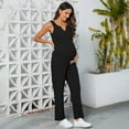 thumbnail image 3 of Women's Maternity 2 Piece Outfits Rib Knit Tank Top And Drawstring Waist Wide Leg Pants Lounge Set, 3 of 5