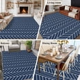 thumbnail image 5 of Navy Blue Geometric Area Rugs 6'x9', Washable Small Throw Rugs for Kitchen Dining room, Modern Pure Color Abstract Striped Indoor Outdoor Rug Non-Slip Low Pile Carpet Runner Reversible Floor Mats, 5 of 8