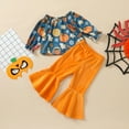 thumbnail image 4 of ITFABS Toddler Girls 2Pcs Halloween Outfits, Off Shoulder Tops + Flare Pants, 4 of 8