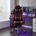 thumbnail image 3 of edx Ergonomic Video Gaming Chair High Back Office Chair with Lumbar Support and Adjustable Armrests Footrest Swivel Racing Chair, Black Red, 3 of 9