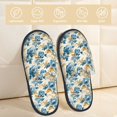 thumbnail image 2 of Fotbe Vintage Blue Flowers Pantuflas Peludas para Mujer con Estampado, Zapatillas de Peluche, Zapatos de Invierno para Casa, Uso Interior y Exterior-Large, 2 of 8