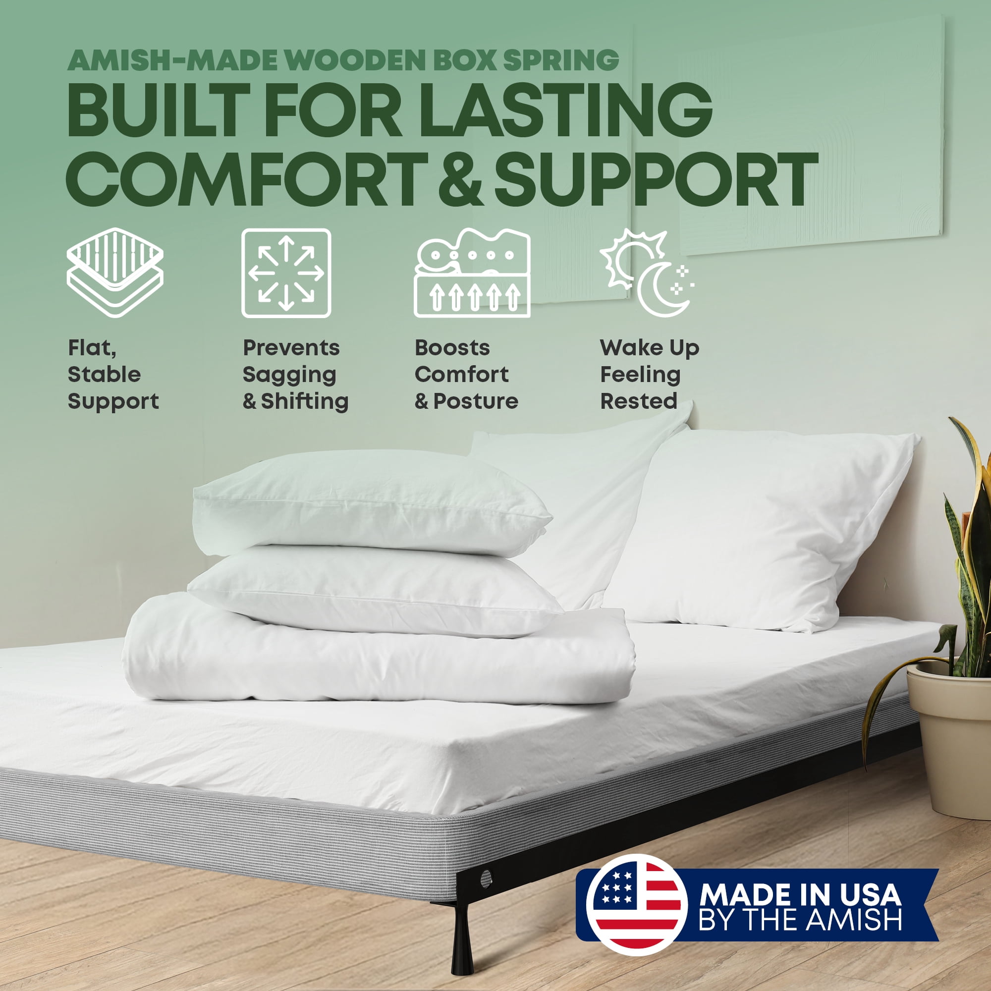 Continental Sleep, Unassembled King Box Spring for King Bed, 4.5-Inch Wood Box Spring Only, Noise-Free Mattress Foundation, Packed Flat, Easy Assembly, Gray