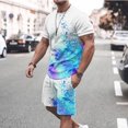 thumbnail image 2 of Honeeladyy Men's 2 Pieces Short Sets Cotton Henley Shirts Short Sleeve Casual Beach Shorts Summer Yoga Outfits #Vc-Blue-L, 2 of 5