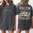 thumbnail image 3 of Faith Can Move Mountains Double Sided T-Shirt – Christian Camping Hiking Graphic Tee, Inspirational Bible Verse Faith Shirt for Men & Women, 3 of 6