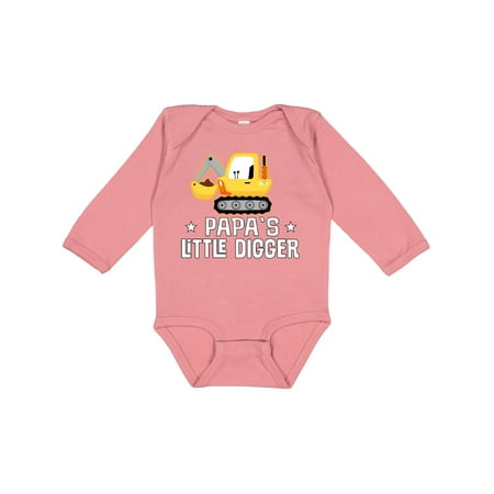 

Inktastic Papa Little Digger Construction Truck Gift Baby Boy Long Sleeve Bodysuit