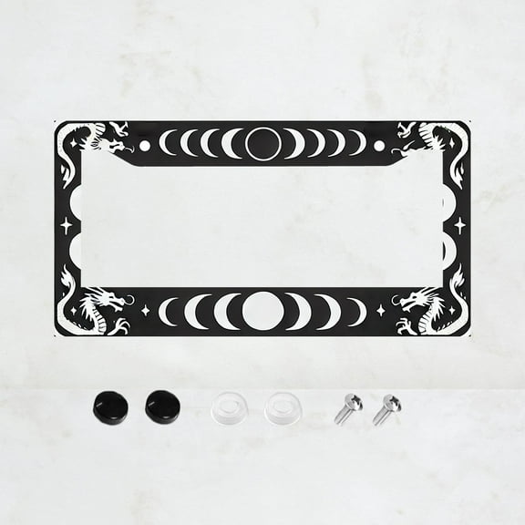 The Moon and the Dragon License Plate Prame Aluminum Rust-Proof Auto Parts License Plate Decorative Screws Fit Standard 2 Holes 1 U.S. License Plate, 12x 6 Inch