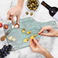 thumbnail image 4 of Marble Print Cutting Board, Granite Surface with Bunch of Fracture Lines and Branches Veins Design, Tempered Glass Cutting and Serving Board, Wine Bottle Shape, Pale Grey White, by Ambesonne, 4 of 5