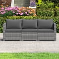 thumbnail image 4 of Gymax Set of 3 Patio Sectional Sofa Set PE Rattan Modular Couch Furniture Set w/Cushions Grey, 4 of 10