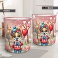thumbnail image 2 of Happy Valentine’s Day Adorable Corgi Puppy Holding Heart Balloon Foldable Laundry Basket Welsh Corgi Dog Lover Gifts Idea Organizer Storage with Handles - 00030, 2 of 5