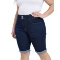thumbnail image 4 of Pantalones cortos de mezclilla Gocolloa, de cintura alta, elásticos, talla grande, para mujer, 4 of 5