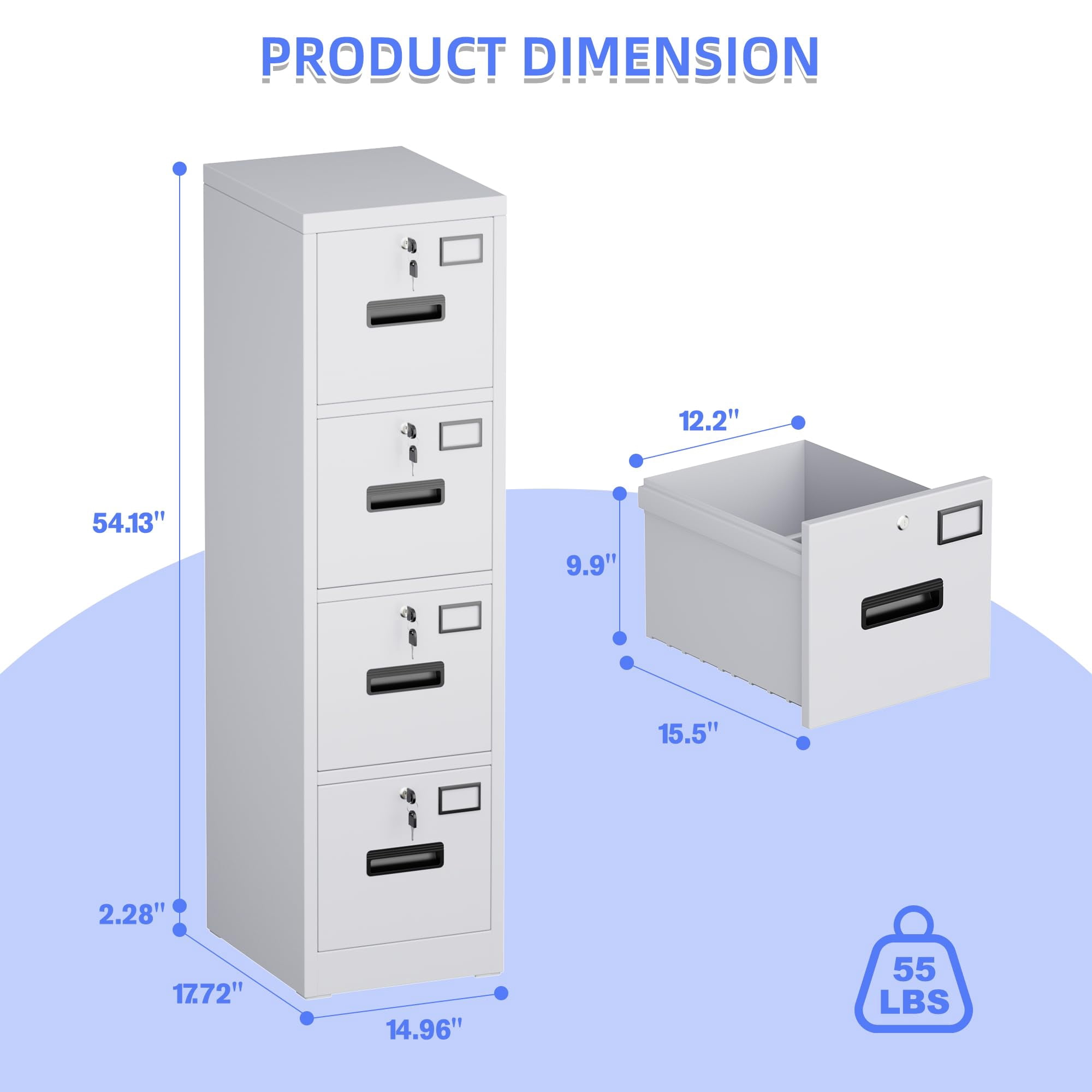 Gangmei 4 Drawer Vertical File Cabinet Metal Office Files Storage Cabinet