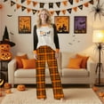 thumbnail image 5 of Halloween Pajama Set Long Sleeves and Pants Two-Piece Set Holiday Pajamas Cute Pumpkin Ghost Spider Skull Print Pajamas Pajamas Unisex Couple Outfit Family Pajamas,Man M, 5 of 6