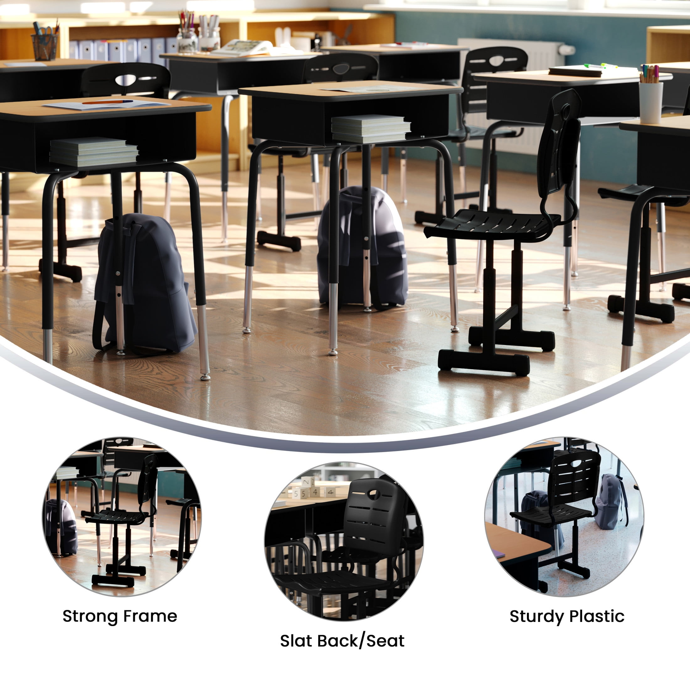 Flash Furniture Adjustable Height Chair for Kids Teenagers and Children s Classrooms Black Walmart