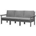thumbnail image 6 of FUNDAZE Oversized HDPE Patio Furniture Sets, 3-Seater Outdoor Conversation Set | For Patio, Poolside, Backyard Use, Grey Frame with Gray Cushion, 6 of 7