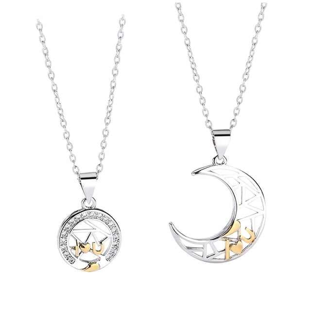 Juego de collares HUOGUO con doble anillo de cristal y cobre