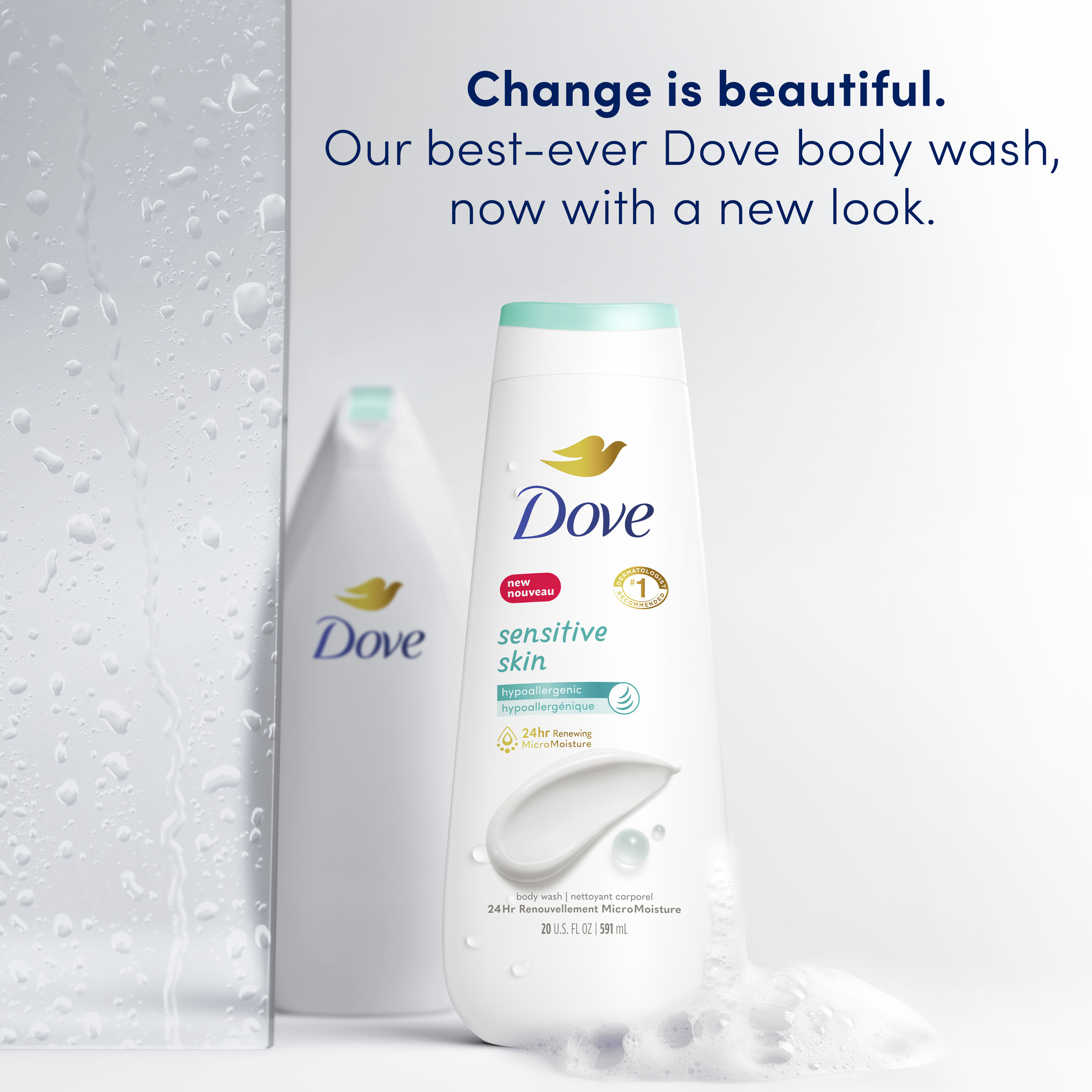 Dove Sensitive Skin Long Lasting Gentle Hypoallergenic Body Wash, 20 fl oz - image 5 of 12
