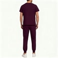 thumbnail image 3 of Scrubs for Men Set – short Top and Pants Mens Scrub Sets with Pocket Wine XL, 3 of 4