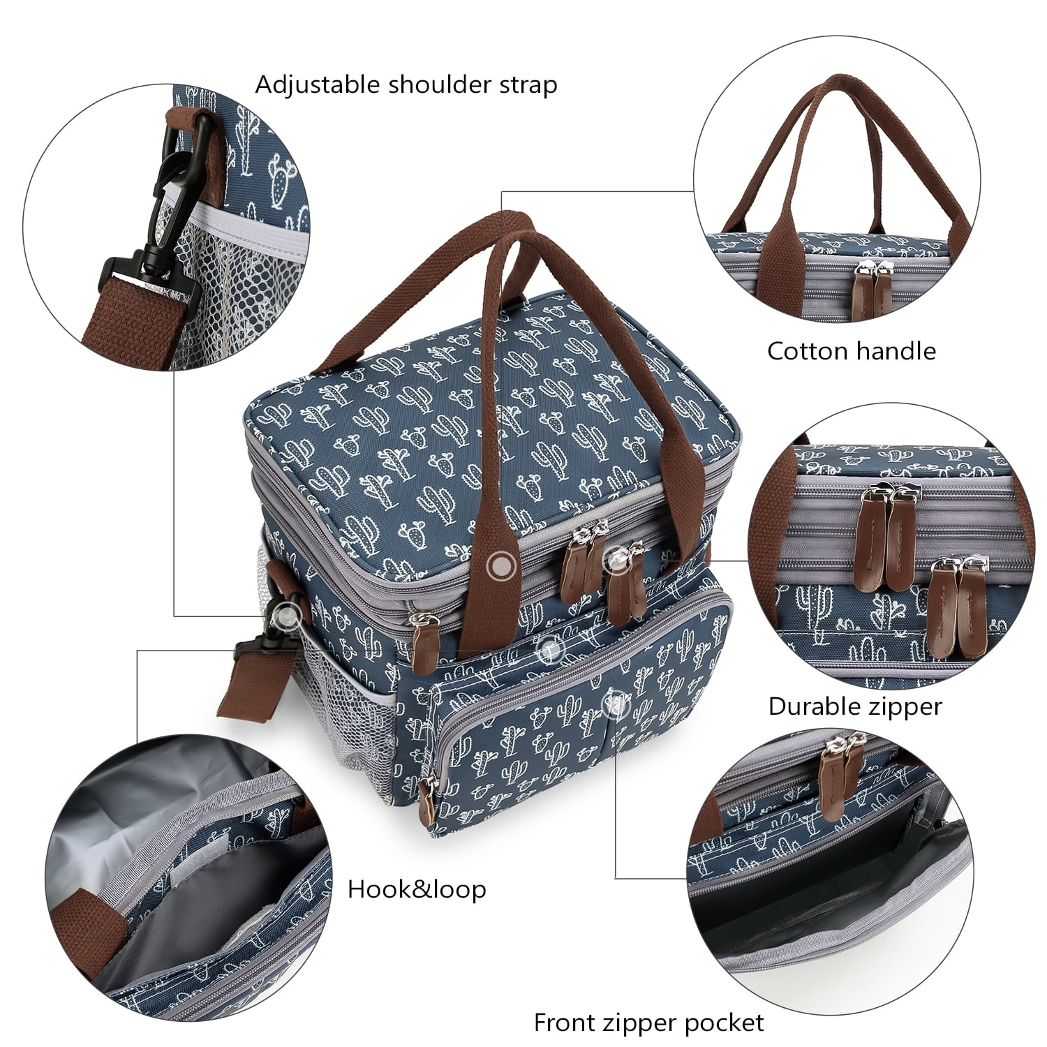 Lunch Bag for Women Men Double Deck Expandable Lunch Box,Large Lunch Bags,Leakproof Lunch Box Cooler Bag